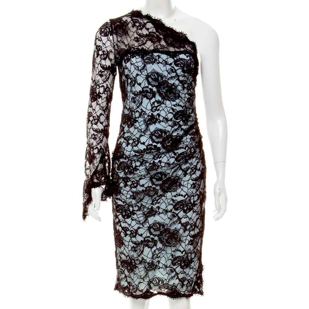 Emilio Pucci one shoulder lace mini dress size M USA 6